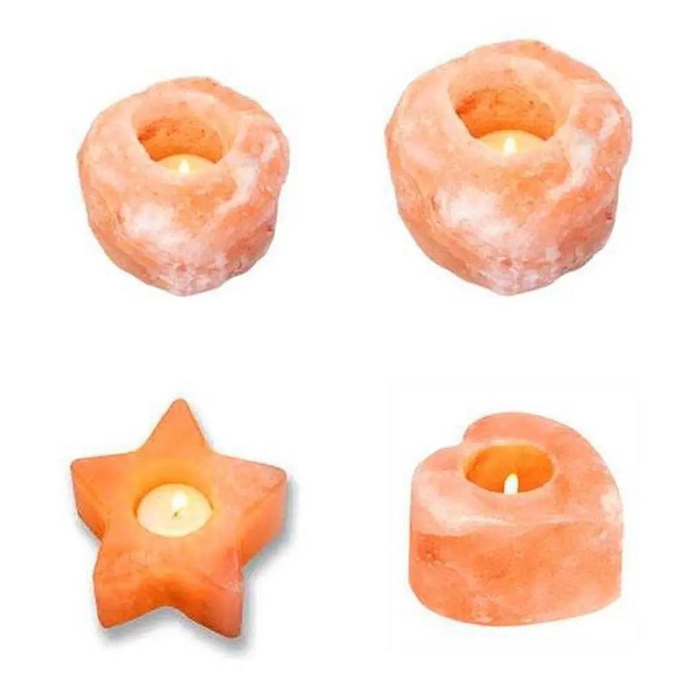 Himalayan Pink Salt Candleholder - Carved Shape Crystal Rock The Himalayan Salt Collective