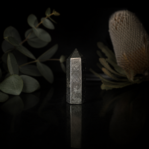 Polished black Shungite crystal generator from Russia with grounding and protective energy