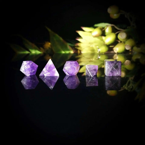 Amethyst Sacred Geometry Set of 5 - Crystal Visions Store
