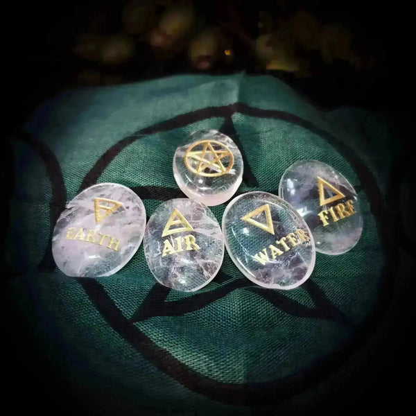 Clear Quartz Elements Palmstone Set - Crystal Visions Store