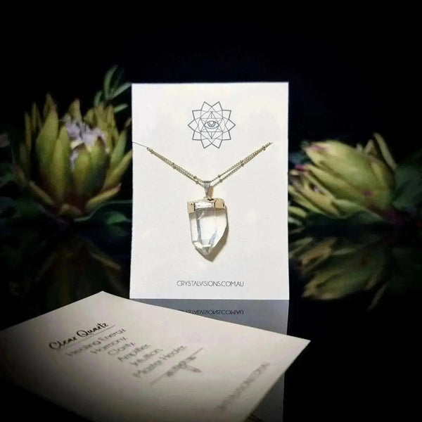 Clear Quartz Point & Gold Necklace - Crystal Visions Store