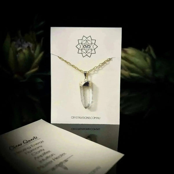 Clear Quartz Point & Gold Necklace