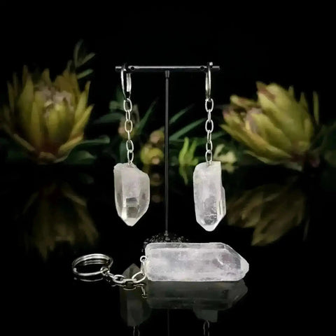 Clear Quartz Point Keyring - Crystal Visions Store
