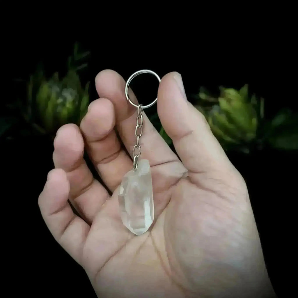 Clear Quartz Point Keyring - Crystal Visions Store