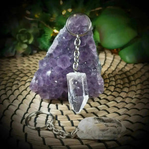 Clear Quartz Point Keyring - Crystal Visions Store