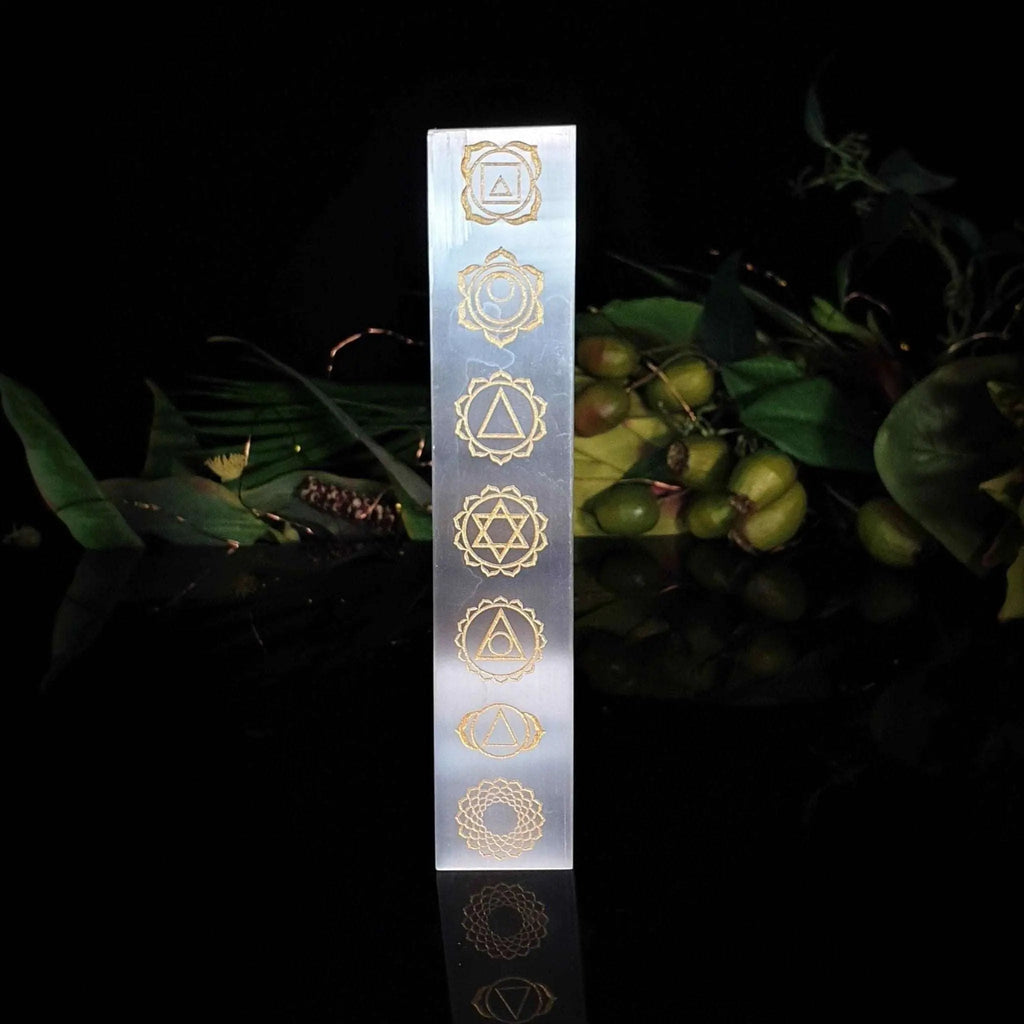 Engraved Chakra Selenite Charging Slab - Crystal Visions Store