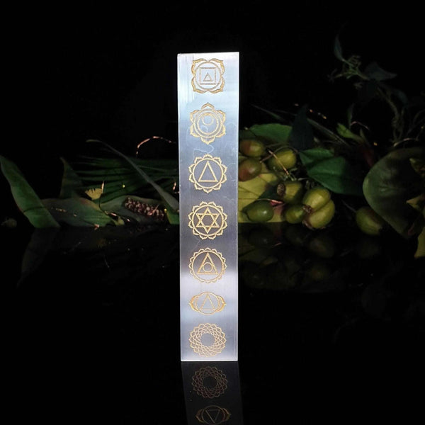 Engraved Chakra Selenite Charging Slab - Crystal Visions Store