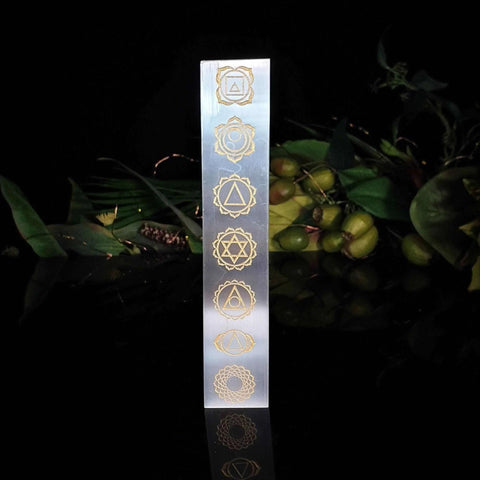 Engraved Chakra Selenite Charging Slab - Crystal Visions Store