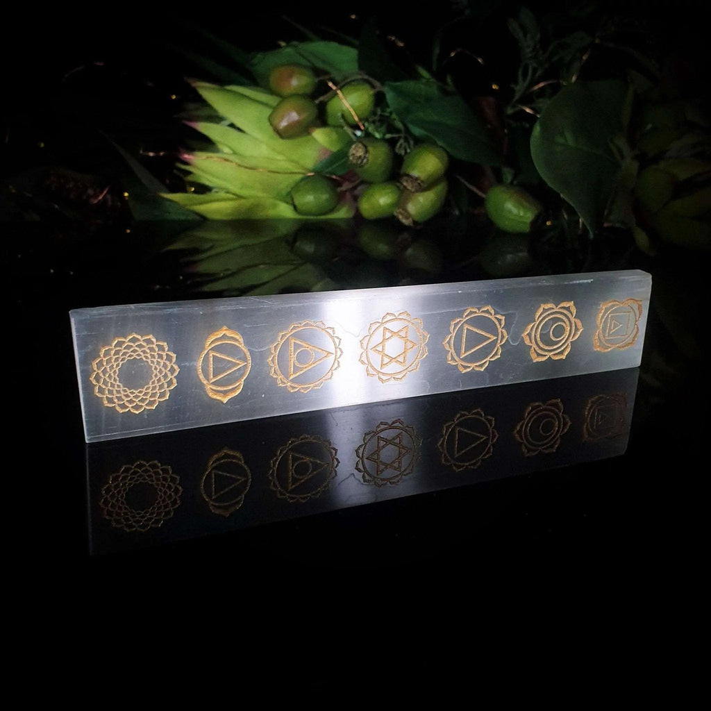 Engraved Chakra Selenite Charging Slab - Crystal Visions Store