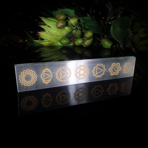 Engraved Chakra Selenite Charging Slab - Crystal Visions Store