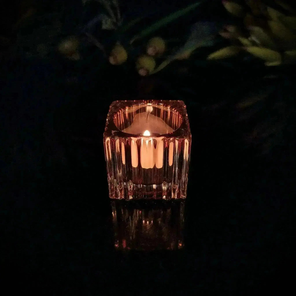 Gio Vintage Glass Tealight Holder - Champagne - Crystal Visions Store