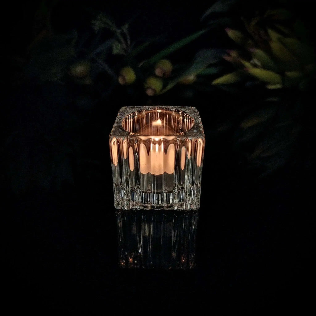 Gio Vintage Glass Tealight Holder - Clear - Crystal Visions Store