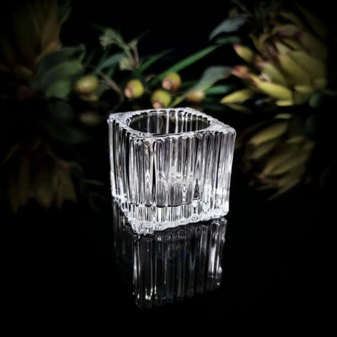 Gio Vintage Glass Tealight Holder - Clear - Crystal Visions Store