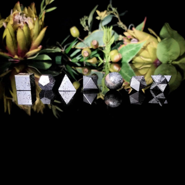 Hematite Sacred Geometry/Platonic Solids Set of 7