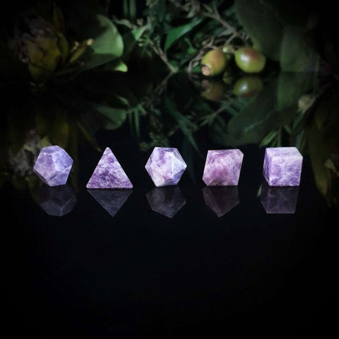 Lepidolite Sacred Geometry Set of 5 - Crystal Visions Store