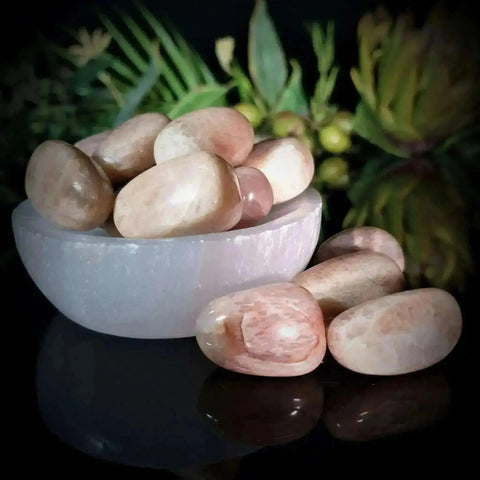 Peach Moonstone Tumbles - Crystal Visions Store