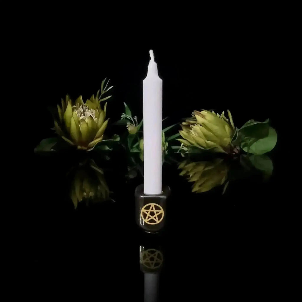 Pentagram Spell Candle Holder - Black - Crystal Visions Store