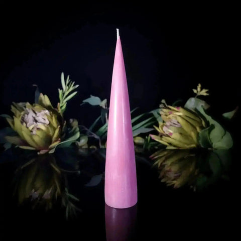Pink Cone Pillar Candle - Crystal Visions Store