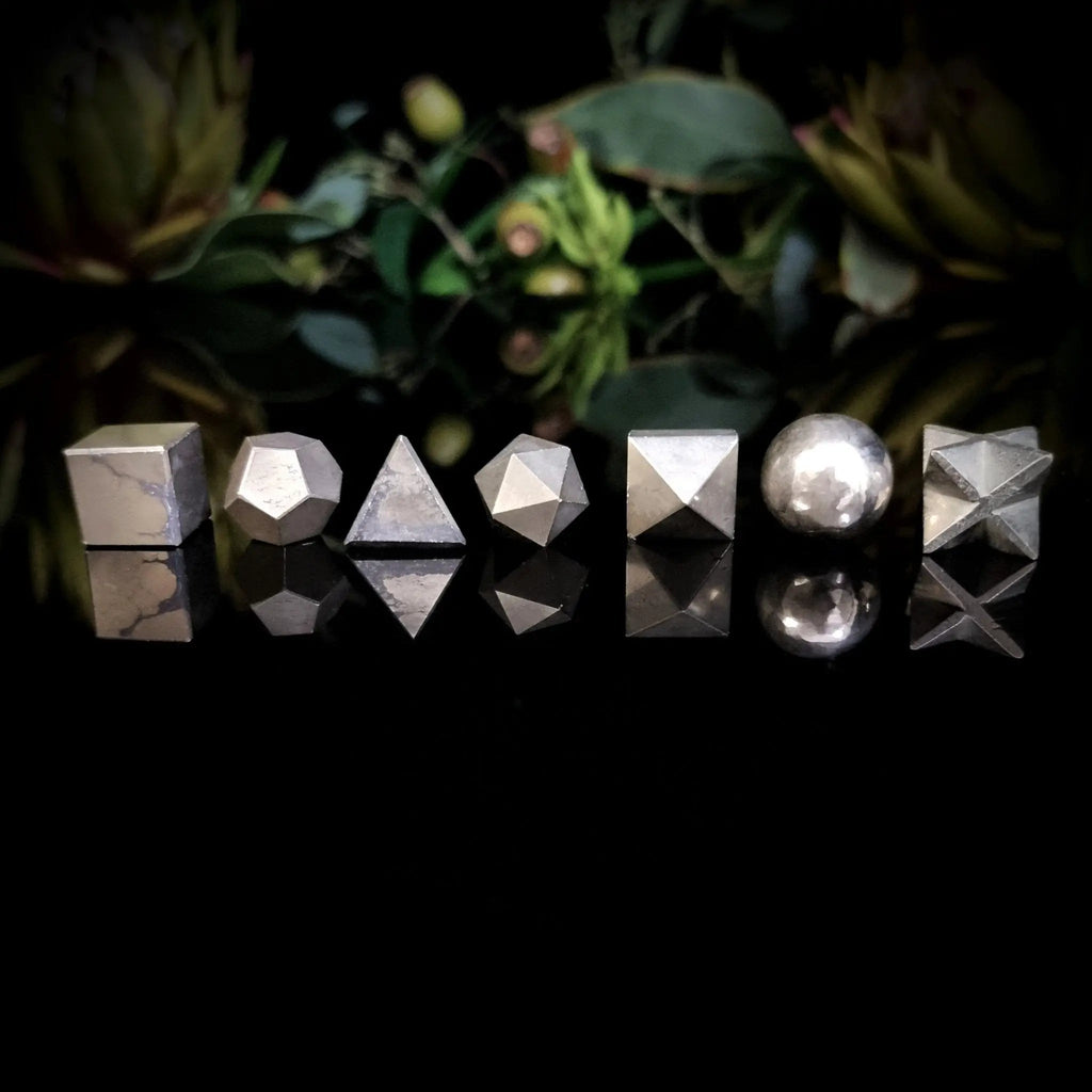 Pyrite Sacred Geometry Set of 7 - Crystal Visions Store