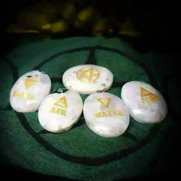 Rainbow Moonstone Elements Palmstone Set - Crystal Visions Store