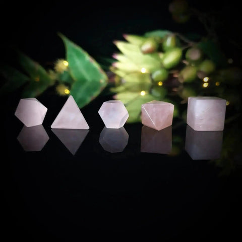 Rose Quartz Sacred Geometry Set of 5 - Crystal Visions Store