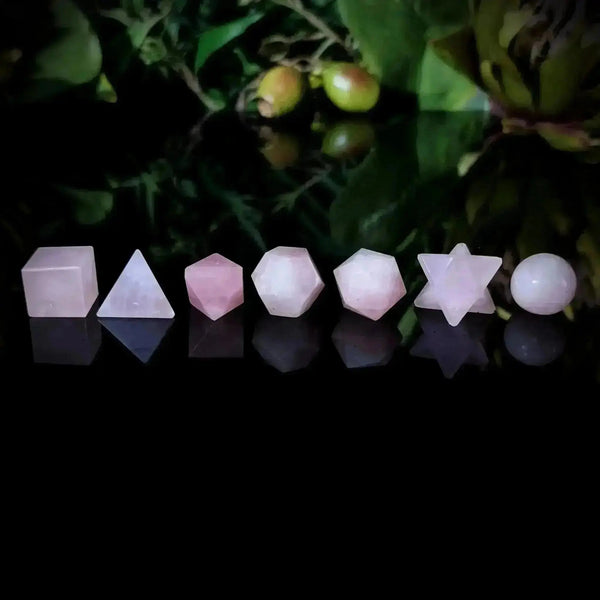 Rose Quartz Sacred Geometry Set of 7 - Crystal Visions Store