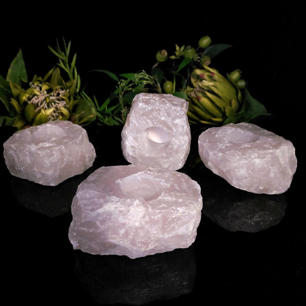 Rose Quartz Tealight Candle Holders - Crystal Visions Store