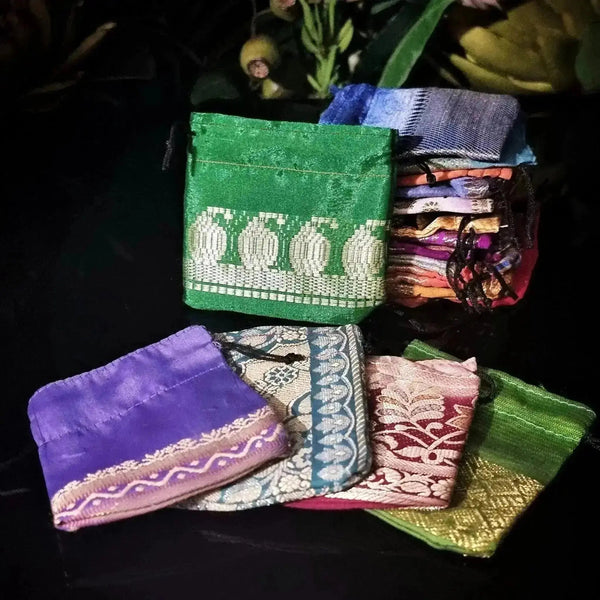 Small Silk Tumble Stone Pouches - Crystal Visions Store