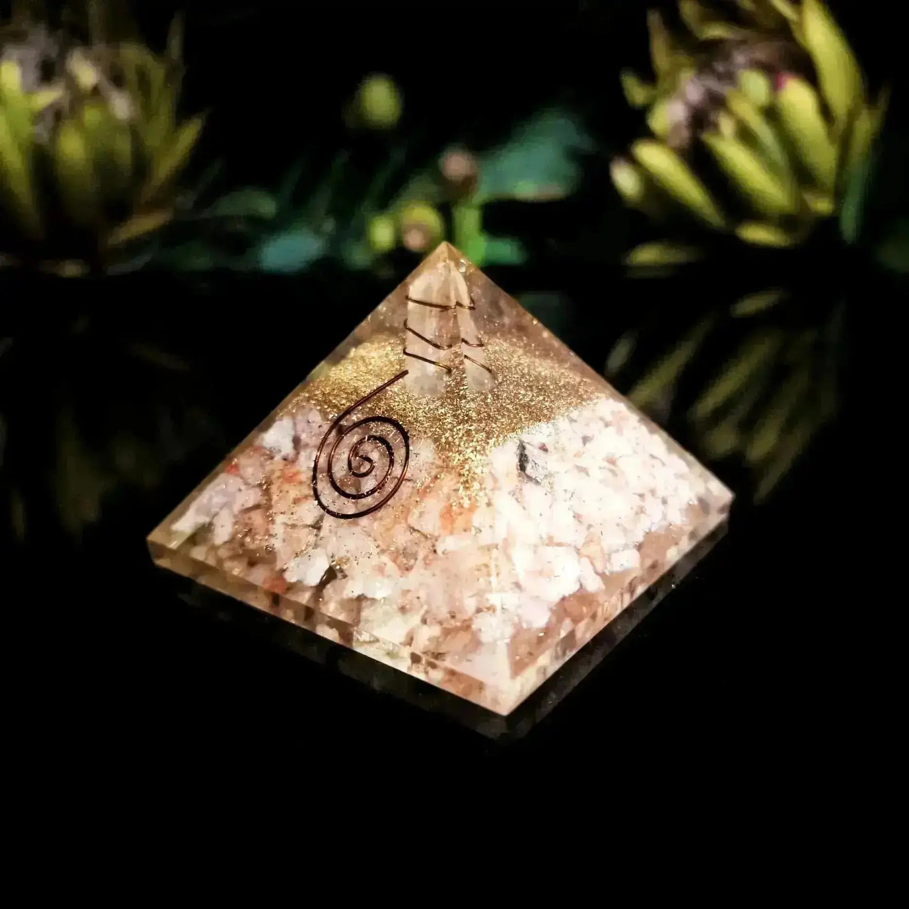 Oracle Pyramid Sunstone Orgonite Pyramid - Crystal Visions Store