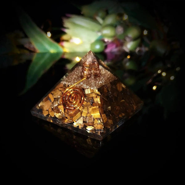 Tiger Eye Orgonite Pyramid - Crystal Visions Store