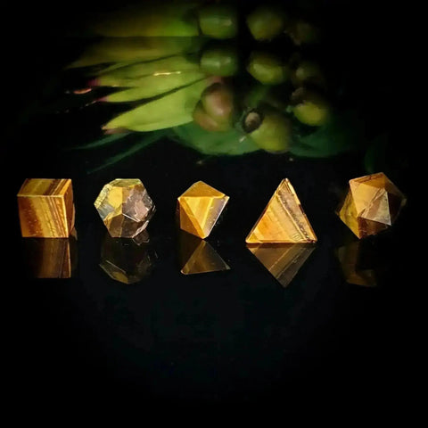 Tiger Eye Sacred Geometry Set of 5 - Crystal Visions Store