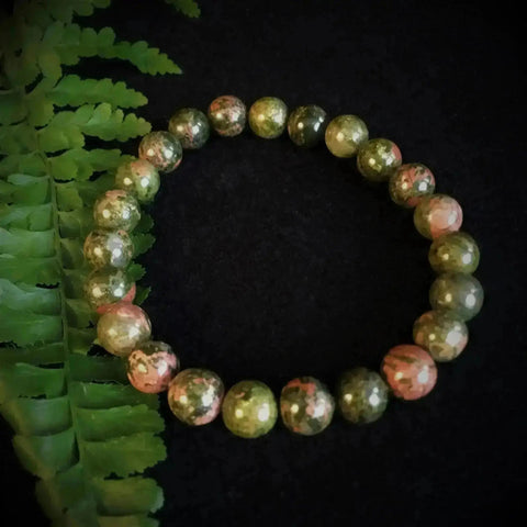 Unakite Bead Bracelet - Crystal Visions Store